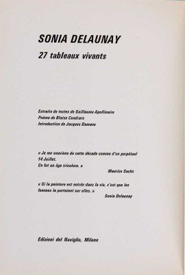 [Соня Делоне. Живые картины]. Sonia Delaunay. Tableaux Vivants. Milano: Edizione del Naviglio, 1969